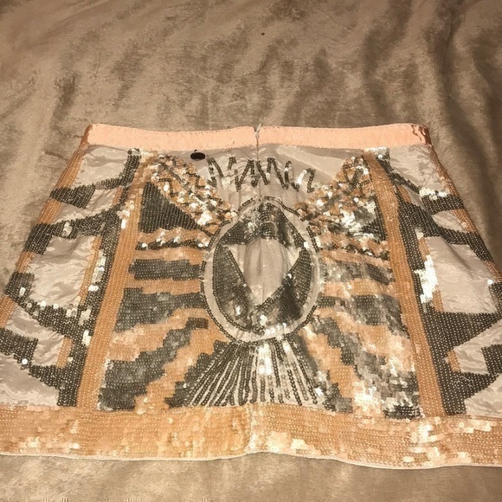 UEC Guess  beige & peach sequin mini skirt sz 26/4 XS